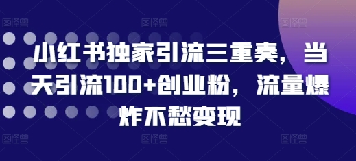 小红书独家引流三重奏,当天引流100+创业粉,流量爆炸不愁变现【揭秘】-轻创星球网