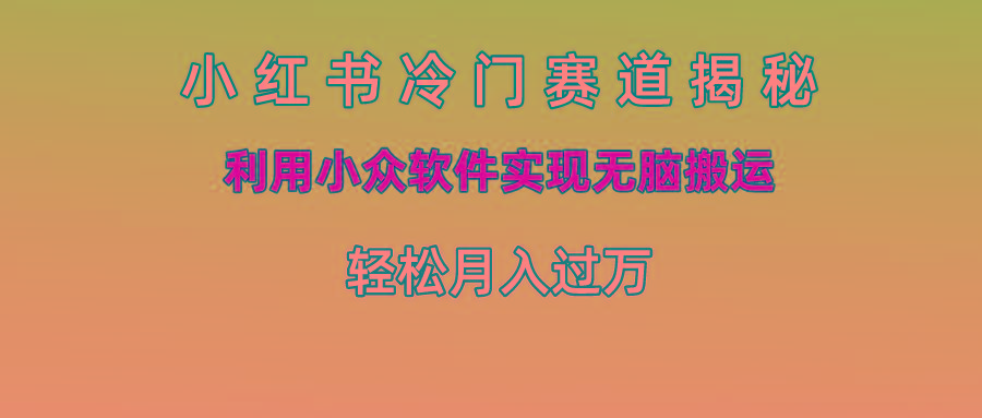 小红书冷门赛道揭秘,利用小众软件实现无脑搬运，轻松月入过万-轻创星球网