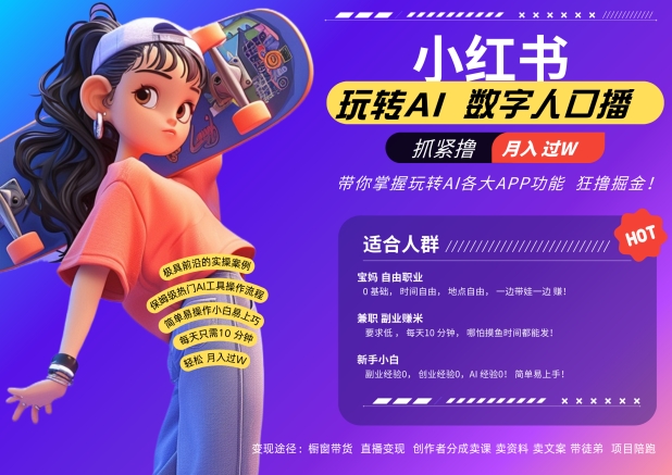 小红书数字人暴力起号，AI改写文案，再也不用费劲录口播，流量火爆月入破W轻松拿捏-轻创星球网