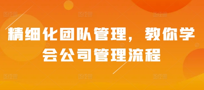 精细化团队管理，教你学会公司管理流程-轻创星球网