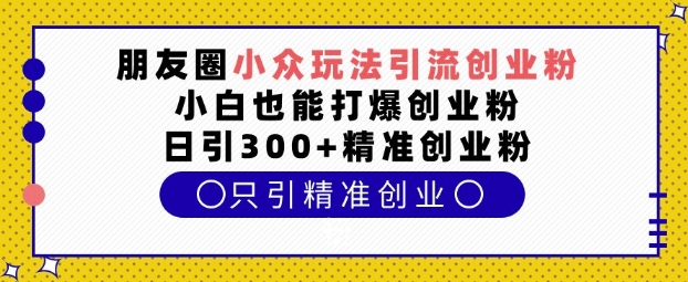 朋友圈小众玩法引流创业粉，小白也能打爆创业粉，日引300+精准创业粉【揭秘】-轻创星球网