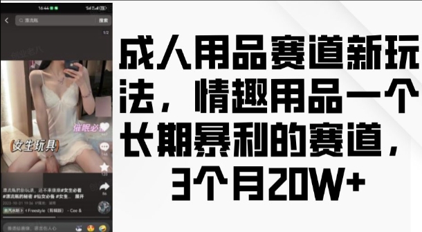 成人用品赛道新玩法，情趣用品一个长期暴利的赛道，3个月收益20个【揭秘】-轻创星球网