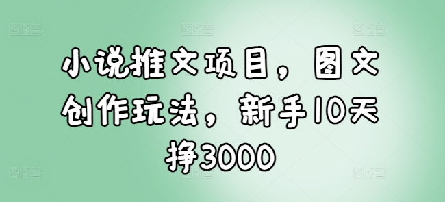 小说推文项目,图文创作玩法,新手10天挣3000-轻创星球网