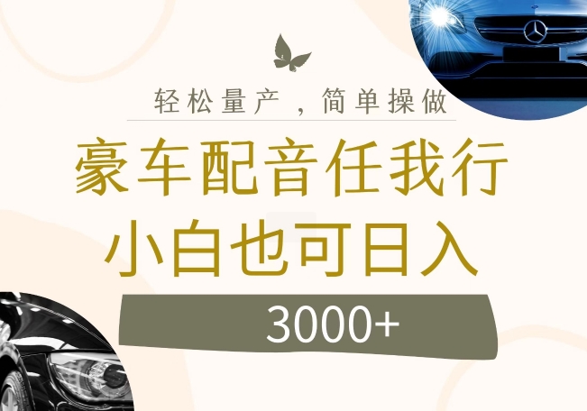 不为人知的暴力小项目，豪车配音，日入几张【揭秘】-轻创星球网