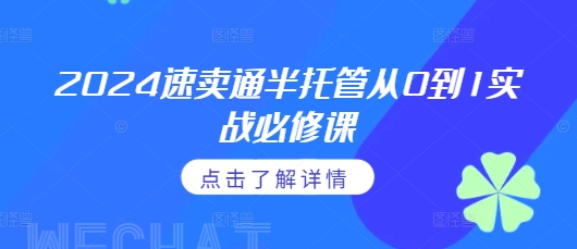 2024速卖通半托管从0到1实战必修课，掌握通投广告打法、熟悉速卖通半托管的政策细节-轻创星球网