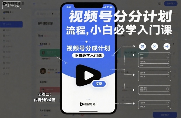 视频号分成计划实操流程，小白必学入门课-轻创星球网