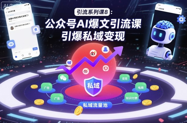 引流系列课8：公众号AI爆文引流课，引爆私域变现-轻创星球网