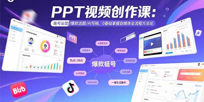 PPT视频创作课：账号运营/爆款选题/AI写稿，0基础掌握自媒体全流程方法论-轻创星球网