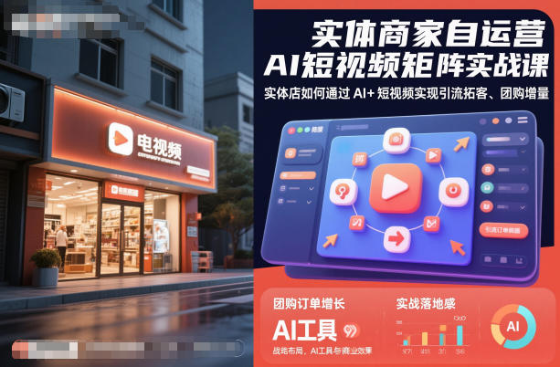实体商家自运营AI短视频矩阵实战课，实体店如何通过AI+短视频实现引流拓客、团购增量-轻创星球网