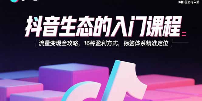 抖音生态的入门课程：流量变现全攻略，16种盈利方式，标签体系精准定位-轻创星球网