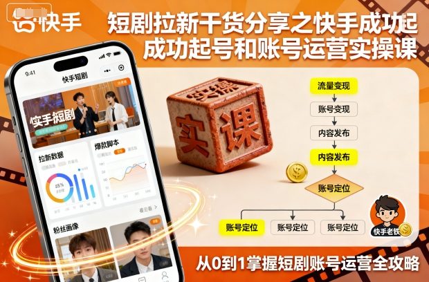 短剧拉新干货分享之快手成功起号和账号运营实操课-轻创星球网