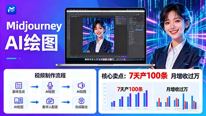 AI绘图照片开口说话视频制作：Midjourney+数字人，7天产100条月增收过万-轻创星球网