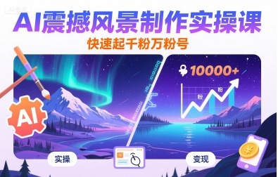 AI震撼风景制作实操课，快速起千粉万粉号-轻创星球网