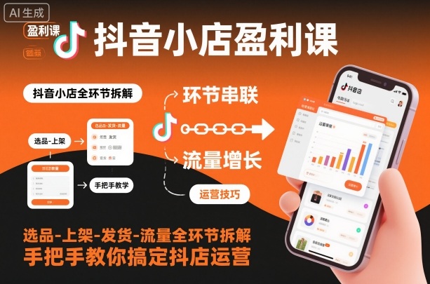 抖音小店盈利课-选品-上架-发货-流量全环节拆解，手把手教你搞定抖店运营-轻创星球网