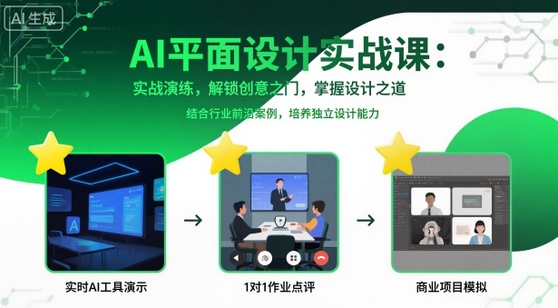 AI平面设计实战课，实战演练，解锁创意之门，掌握设计之道-轻创星球网