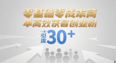 零基础零成本简单高效获客创业粉，一天引流30+-轻创星球网