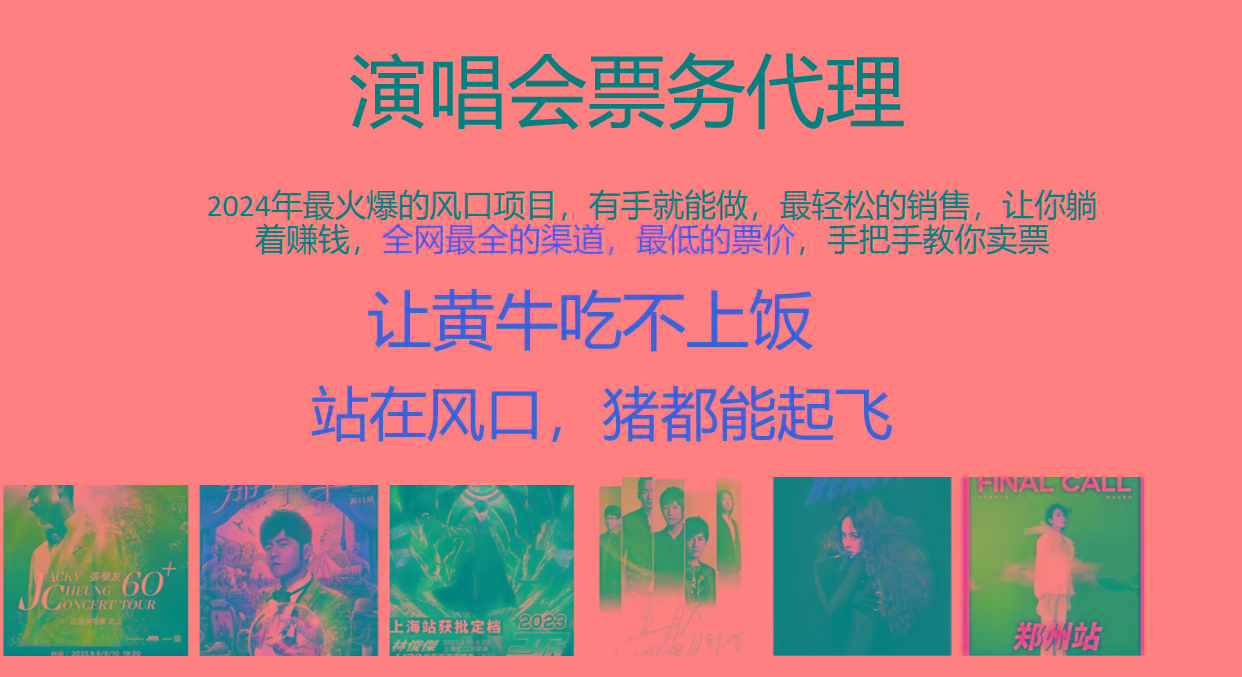 2024年最火爆风口项目，演唱会票务代理，日入2000+，一部手机就能搞定！-轻创星球网
