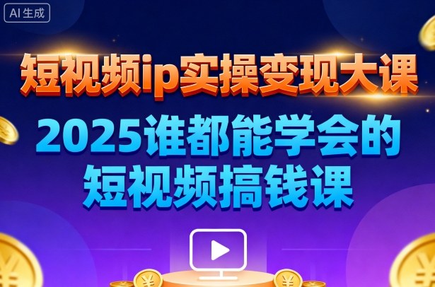 短视频ip实操变现大课，7月26-27日广州站线下课，2025谁都能学会的短视频搞钱课-轻创星球网