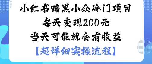 小红书暗黑小众冷门项目每天变现2张当天可能就会有收益-轻创星球网