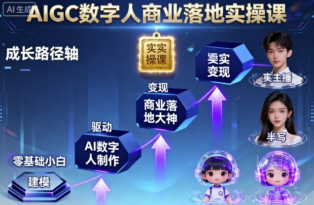 AIGC数字人商业落地实操课，从零基础小白到AI数字人大神-轻创星球网