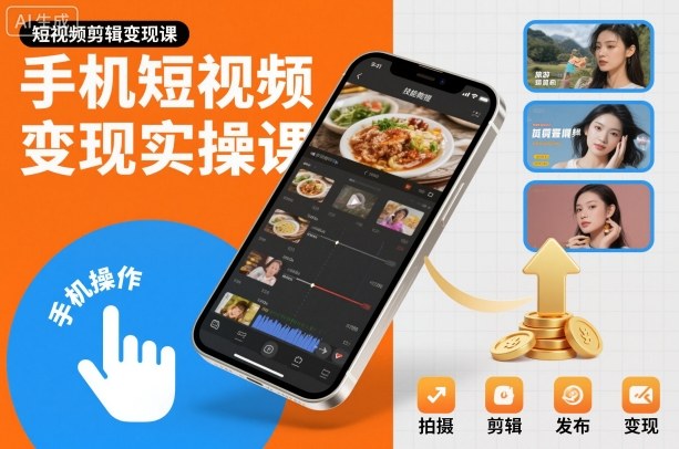 手机短视频变现实操课，短视频剪辑变现课-轻创星球网