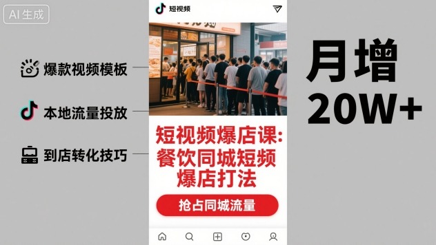 短视频爆店课，餐饮同城短视频爆店打法-轻创星球网