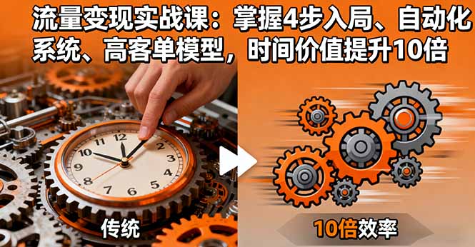 流量变现实战课：掌握4步入局、自动化系统、高客单模型，时间价值提升10倍-轻创星球网