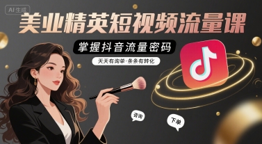 美业精英短视频流量课，掌握抖音流量密码，天天有询单，条条有转化-轻创星球网