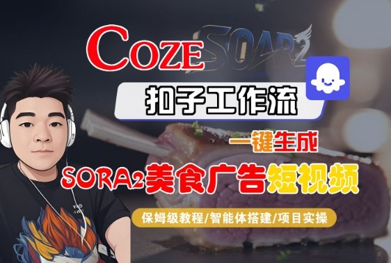 Coze扣子智能体工作流一键生成“SORA2美食广告“短视频，全流程保姆级教学-轻创星球网