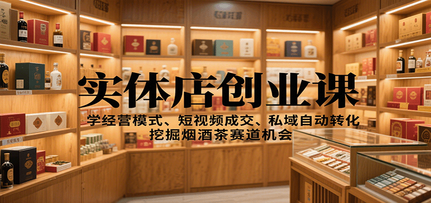 实体店创业课：学经营模式、短视频成交、私域自动转化，挖掘烟酒茶赛道机会-轻创星球网