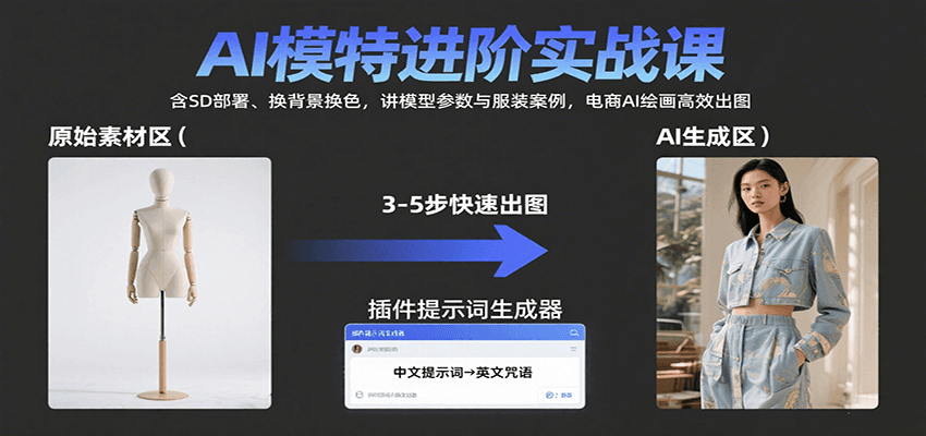 AI模特进阶实战课：含SD部署、换背景换色，讲模型参数与服装案例，电商AI绘画高效出图-轻创星球网