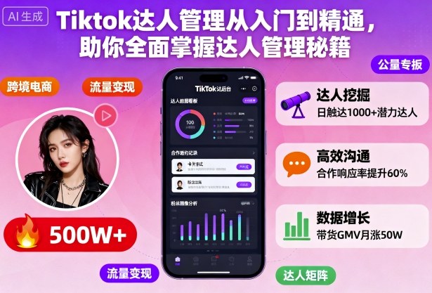Tiktok达人管理从入门到精通，助你全面掌握达人管理秘籍-轻创星球网