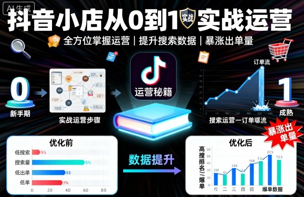 抖音小店从0到1实战运营，帮你全方位掌握小店运营，提升搜索数据与出单量-轻创星球网