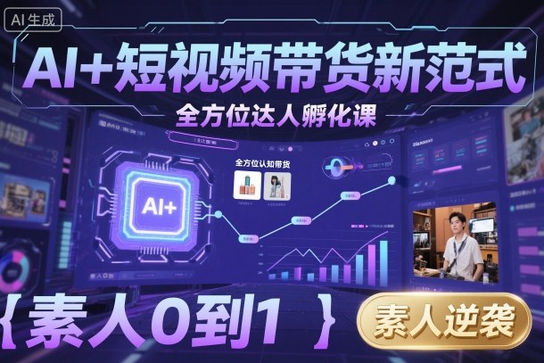 AI+短视频带货新范式全方位达人孵化课，素人也可以从0到1，全方位认知短视频带货-轻创星球网
