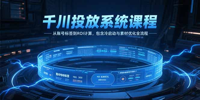 千川投放系统课程，从账号标签到ROI计算，包含冷启动与素材优化全流程-轻创星球网