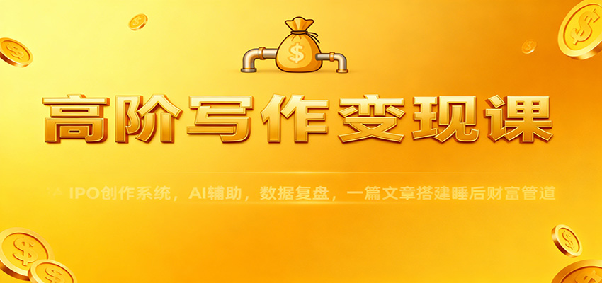 高阶写作变现课：IPO创作系统，AI辅助，数据复盘，一篇文章搭建睡后财富管道-轻创星球网