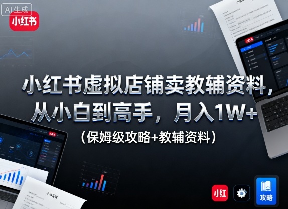 小红书虚拟店铺卖教辅资料，从小白到高手，月入1W+(保姆级攻略+教辅资料)-轻创星球网