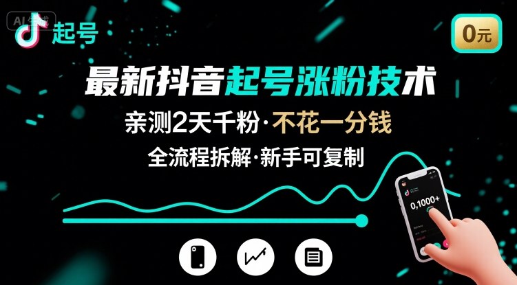 最新抖音起号涨粉技术，亲测2天千粉，不花一分钱，全流程拆解-轻创星球网