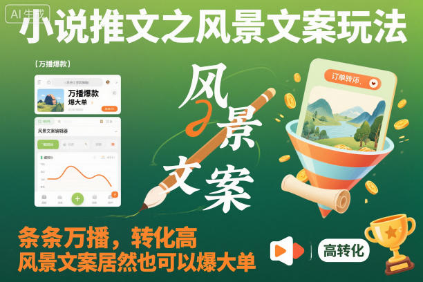 小说推文之风景文案玩法，条条万播，转化高，风景文案居然也可以爆大单！-轻创星球网