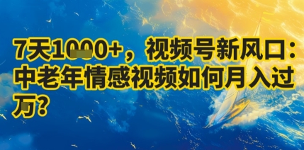 7天收益1k+，视频号新风口：中老年情感视频如何月入过W?-轻创星球网