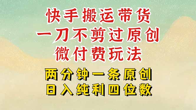 快手黑科技搬运带货，一刀不剪过原创，微付费投流玩法，轻松日入四位数...-轻创星球网