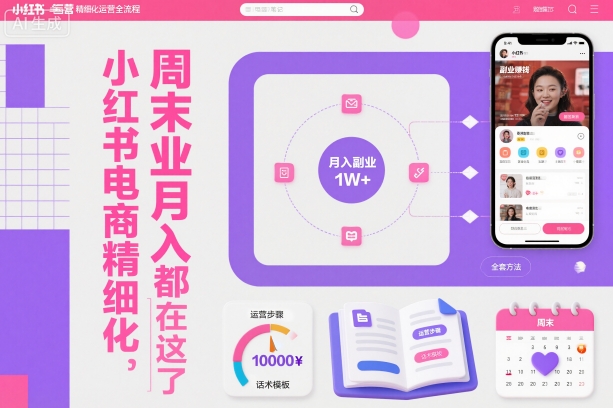 小红书电商精细化运营全流程，周末副业月入1W+，全套方法都在这了-轻创星球网