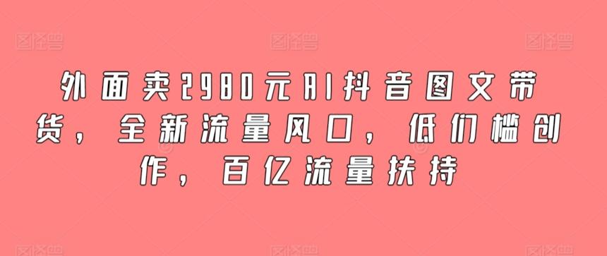 外面卖2980元AI抖音图文带货，全新流量风口，低们槛创作，百亿流量扶持-轻创星球网