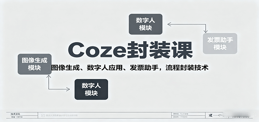 Coze封装课，图像生成、数字人应用、发票助手，流程封装技术-轻创星球网