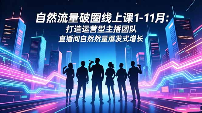 自然流量破圈线上课1-11月：打造运营型主播团队 直播间自然流量爆发式增长-轻创星球网