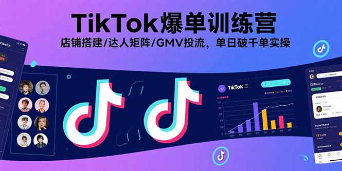 TikTok爆单训练营，店铺搭建/达人矩阵/GMV投流，单日破千单实操-轻创星球网