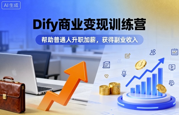 Dify商业变现训练营，帮助普通人升职加薪，获得副业收入-轻创星球网