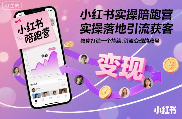 小红书实操陪跑营，实操落地引流获客，教你打造一个持续引流变现的账号-轻创星球网