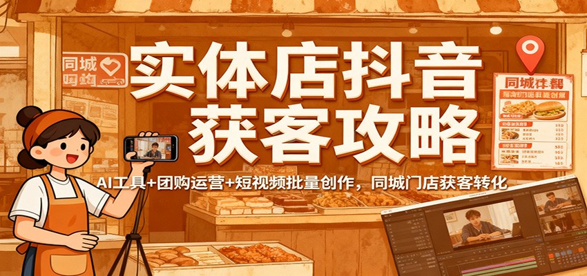 实体店抖音获客攻略：AI工具+团购运营+短视频批量创作，同城门店获客转化-轻创星球网