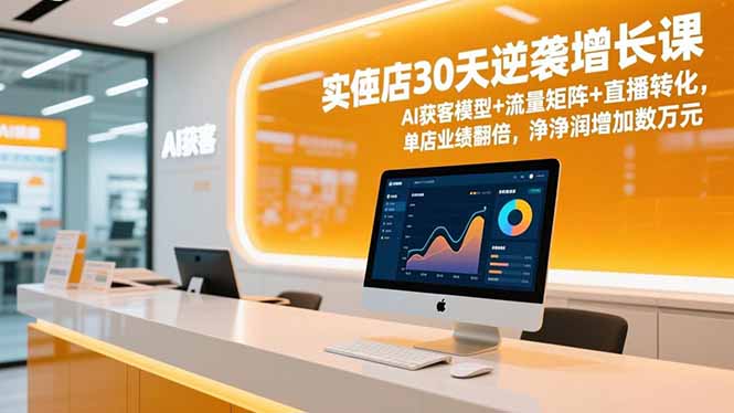 实体店30天逆袭增长课，AI获客模型+流量矩阵+直播转化，单店业绩翻倍，净利润增加数万元-轻创星球网